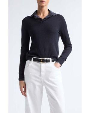 Eleventy Wool Blend V-Neck Sweater - Blue