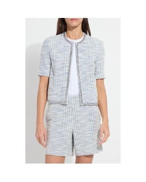 Lyssé Lily Short Sleeve Summer Tweed Jacket - Gray