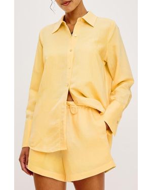 Rails Knox Linen Blend Button-Up Shirt - Yellow