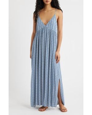 Rip Curl Floral Print Sleeveless Maxi Dress - Blue
