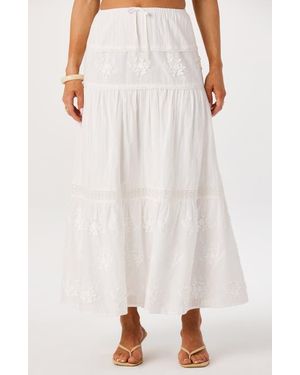 Astr Gwyn Embroidered Maxi Skirt - White