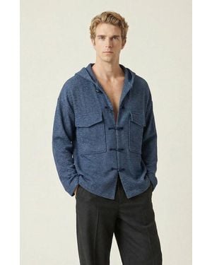 Modenaire Toggle Closure Hooded Jacket - Blue