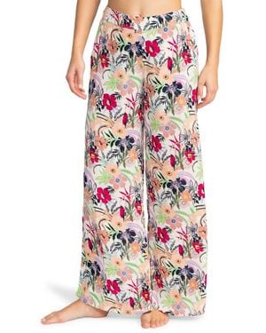 Roxy Midnight New Avenue Print Wide Leg Pants - Red