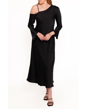 Petal & Pup Lindra One-Shoulder Long Sleeve Maxi Dress - Black