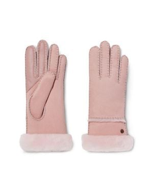 UGG Seamed Touchscreen Compatible Genuine Shearling Gloves - Pink