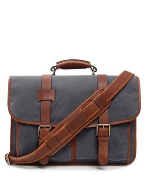 Korchmar Garfield Waxed Canvas Briefcase - Blue