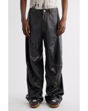 Acne Studios Lambskin Leather Baggy Jeans - Black