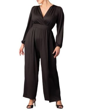 Kiyonna Brigitte Long Sleeve Jumpsuit - Black