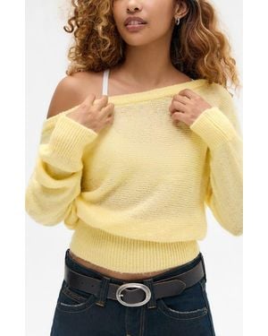 BDG Off The Shoulder Knit Sweater - Yellow