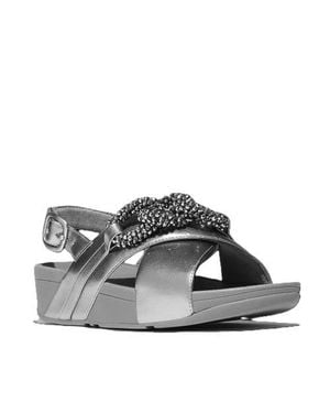 Fitflop Lulu Beaded Chain Back Strap Sandals - Gray