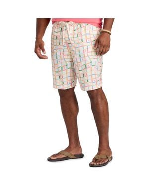 Psycho Bunny Big & Tall Atlas All Over Patterned Swim Trunks - Natural
