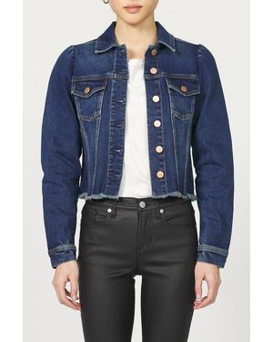 DEAR JOHN Roselyn Crop Raw Hem Trucker Jacket - Blue