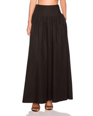 Susana Monaco Drop Waist Cotton Poplin Maxi Skirt - Black