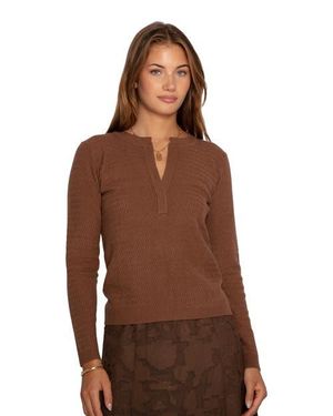 Belle & Bloom Frankie Textured Knitted Long Sleeve Top - Brown