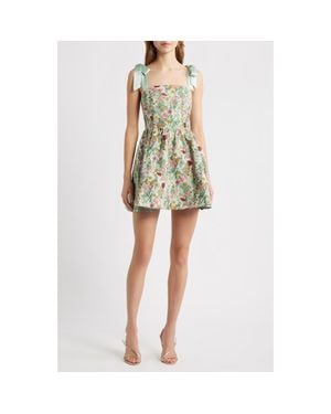 Lucy Paris Natalie Brocade Cocktail Minidress - Yellow