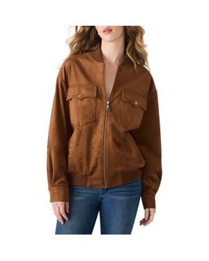 Steve Madden Dean Faux Suede Bomber Jacket - Brown