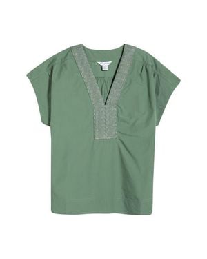 Tommy Bahama Oceana Isle Embroidered Cotton Popover Top - Green