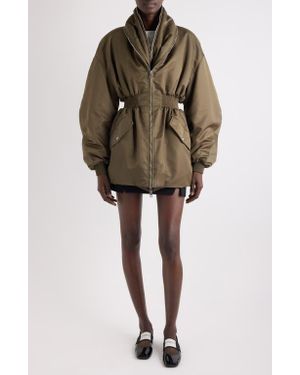 Givenchy Zip Shawl Collar Long Bomber Jacket - Natural