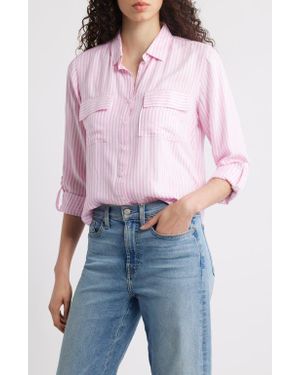 Beach Lunch Lounge Fallon High-Low Button-Up Shirt - Pink