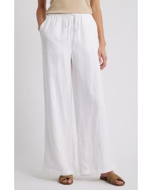 Caslon Easy Wide Leg Linen Pants - White