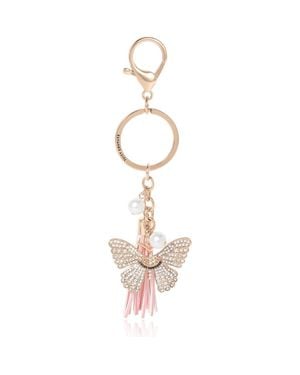 Juicy Couture Butterfly Charm Keychain With Pearls - Metallic