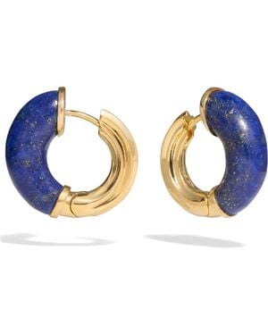 Awe Inspired Star-Carved Hoop Earrings - Blue