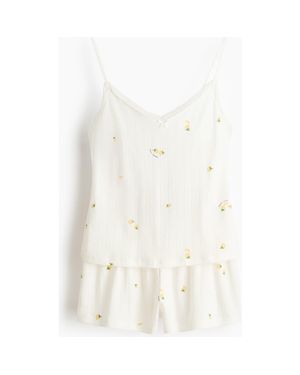 H&M Cotton Pointelle Pajamas - White