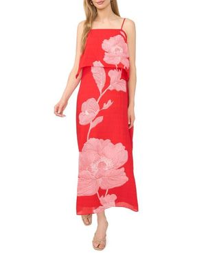 Vince Camuto Floral Tiered Overlay Dress