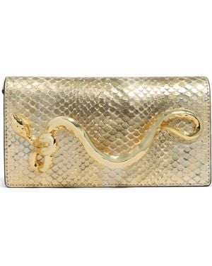 Alexis Serpent Side Handle Leather Clutch - Metallic