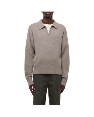 Helmut Lang Brushed Wool & Cashmere Polo Sweater - Gray