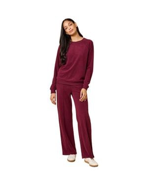 Softies Vintage Velvet Crewneck With Pintuck Pant - Red
