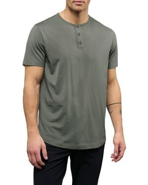 Cuts Ao Curved Hem Short Sleeve Henley - Gray