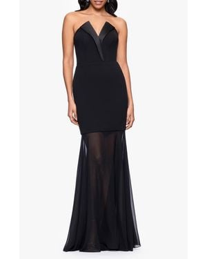 Betsy & Adam Strapless Tuxedo Gown - Black