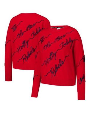 KADYLUXE Ole Miss Rebels Love Note Embroidered Sweater