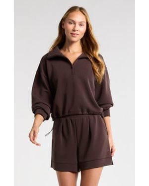 Zella Ultra Soft Knit Half Zip Pullover - Brown