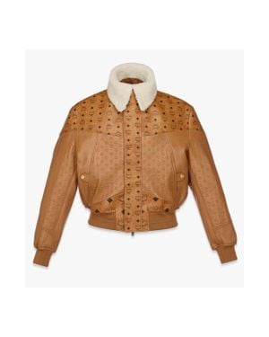 MCM Shearling Bomber Jacket - White