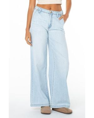 Roxy Kalani 2 Wide Leg Cotton & Linen Trouser Jeans - Blue
