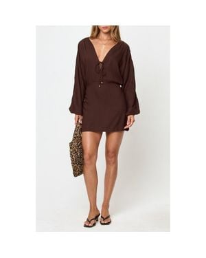 LSPACE Deia Long Sleeve Cover-Up Minidress - Brown