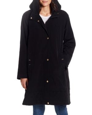 Gallery Water Resistant Hooded Rain Coat - Black