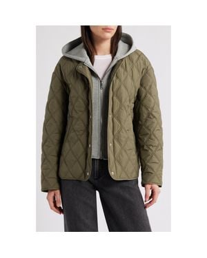 Sam Edelman Hoodie Bib Quilted Jacket - Green