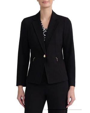 Kasper Notch Lapel Zip Pocket Blazer - Black