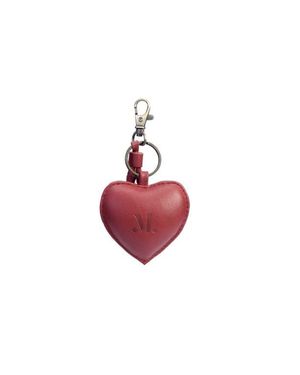 Mandrn Leather Puffy Heart Keychain - Red