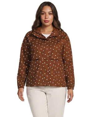 Lands' End Plus Size Print Squall Packable Rain Jacket - Brown