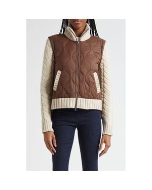 Veronica Beard Patra Quilted Mixed Media Wool Blend Jacket - Blue