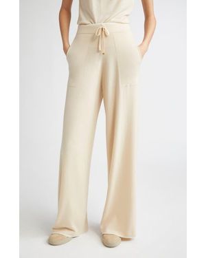 Eleventy Merino Wool Wide Leg Pants - Natural