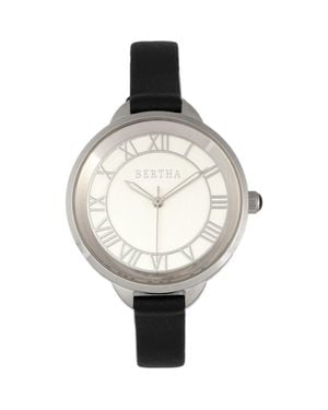 Bertha Madison Sunray Dial Leather-Band Watch - Metallic