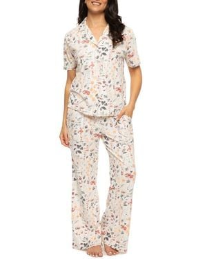 Felina Josephine Floral Jersey Pajamas - Natural