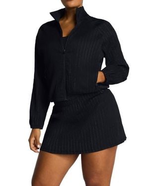 Spanx Boostup Water Repellent Glow Weave Full Zip Jacket - Blue