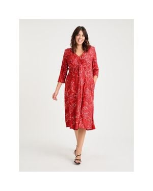 Scarlett & Jo Claudia Peach Touch Knot Front Dress - Red