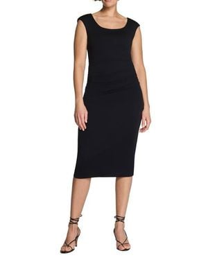 Spanx Ruched Scoop Neck Midi Dress - Black